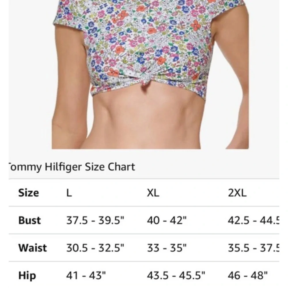 NWT‎ Tommy Hilfiger Women's Knotted Printed Swim Top - Sz XXL - White Multicolor